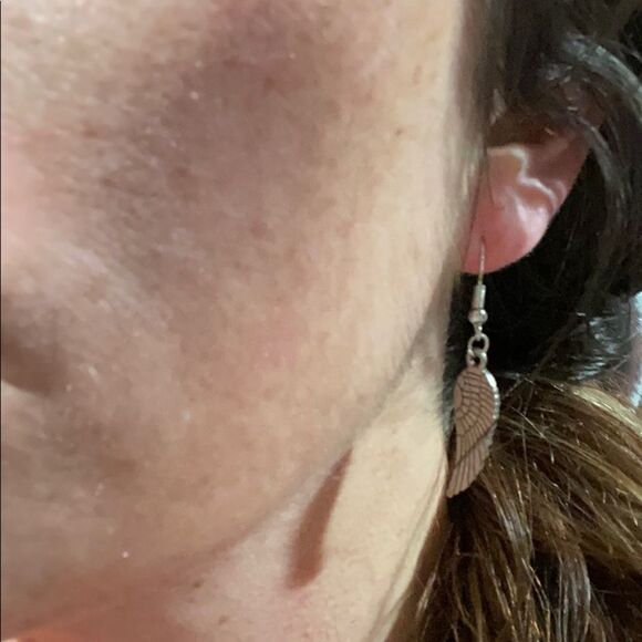 Silver Feather Angel Harley Wings Dangle Drop Women’s Earrings - Picture 10 of 10